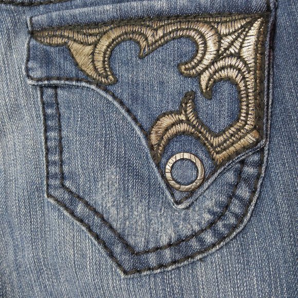 Cache Contour Collection 038 Boot Cut Jeans Women's 0 Flap Pockets Stretch A324 - Picture 5 of 10